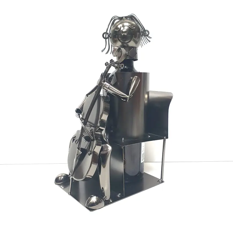 Violoncelist, suport din metal pentru sticla, 16x32 cm